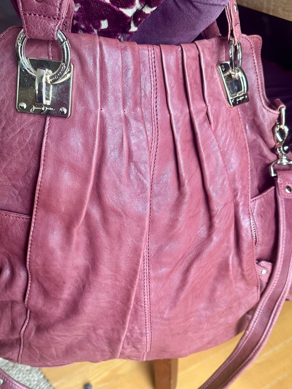 Vintage Leather Hobo Bag – Y2K | Burgundy | Excellent Condition - Picture 9 of 10
